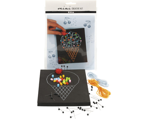 Mini kit créatif pour réaliser une glace avec du fil, des perles et des aiguilles