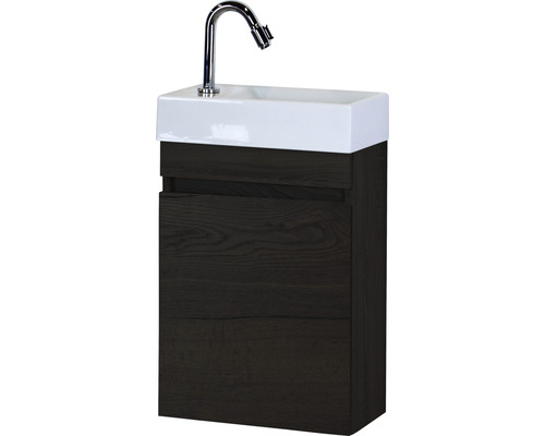 Ensemble de meubles de salle de bains Sanox Maxim couleur de façade black oak lxhxp 40 x 65 x 22 mm avec vasque en céramique