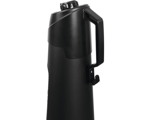 Detailaufnahme eines schwarzen Reinigungsgeräts mit Griff und Einstellknopf.