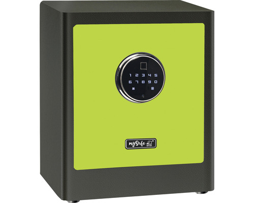 Coffre-fort à poser Basi mySafe Premium 350 vert/gris avec serrure électronique et empreinte