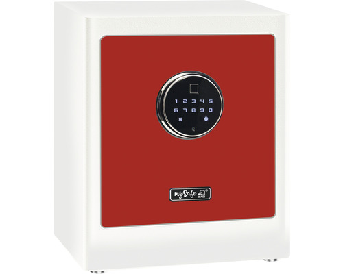Coffre-fort à poser Basi mySafe Premium 350 blanc/rouge avec serrure électronique et empreinte