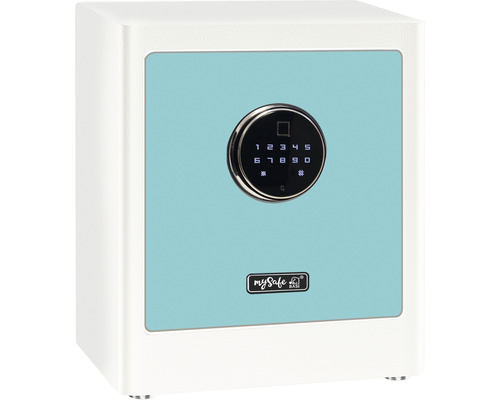Coffre-fort à poser Basi mySafe Premium 350 blanc/bleu avec serrure électronique et empreinte