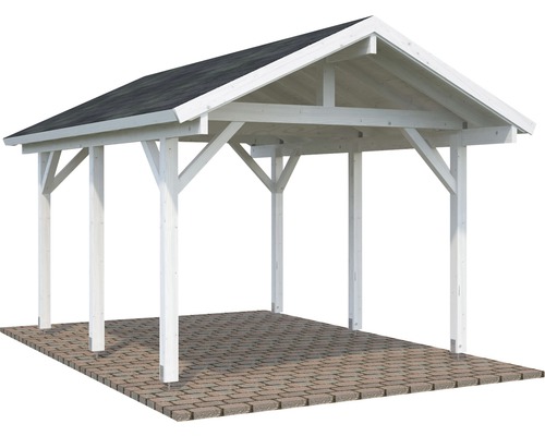 Einzelcarport Palmako Robert 11,7 m² 359 x 510 cm weiß grundiert Freistehender Carport aus Holz mit Dach