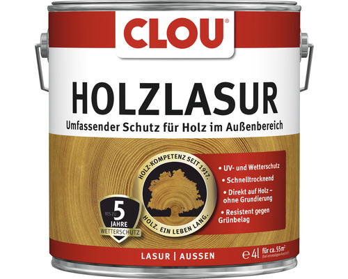 Clou Lasure pour bois d''extérieur en bidon de 4 litres