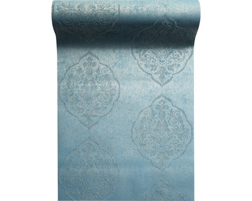 Papier peint intissé 87164-HOR Pure & Noble IV Glasperle Rosaly Petrol Rouleau de papier peint avec motif ornemental