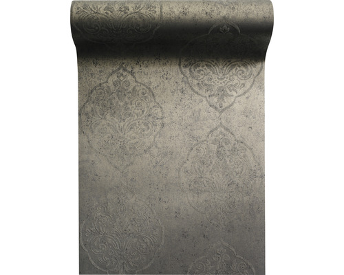 Papier peint intissé 87161-HOR Pure & Noble IV Glasperle Rosaly Metal Rouleau de papier peint avec motif d''ornement