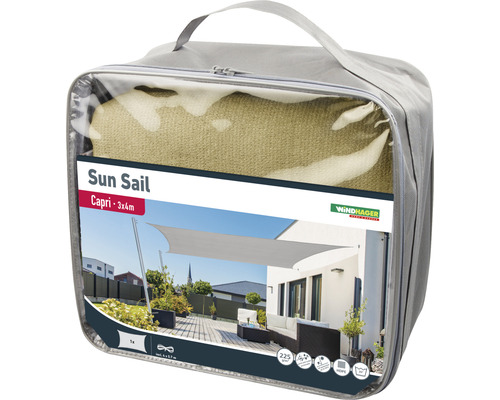 Voile d''ombrage Capri 3x4 mètres emballée