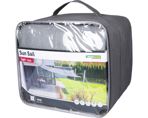 Voile d''ombrage Windhager Capri 5x5 mètres dans un sac de transport