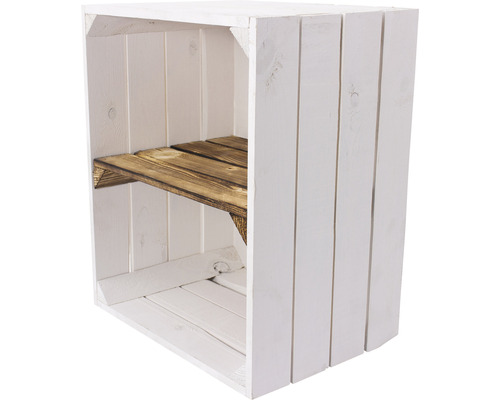 Étagère caisse en bois transversale blanc/moirée 50x40x30 cm