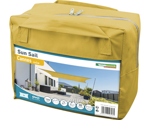 Voile d''ombrage rectangulaire Cannes 4x5 mètres emballée