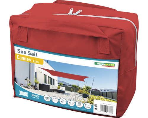 Voile d''ombrage rectangulaire Cannes 2x3 mètres emballée