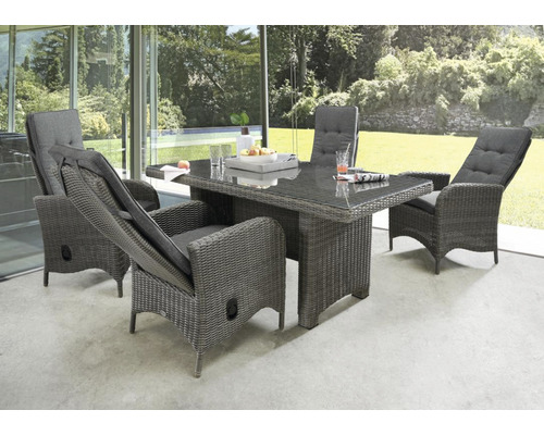 Gartenmöbelset Palma Luna Set vintage Destiny Polyrattan Aluminium 4 Sitzer 5 teilig grau