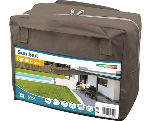 Emballage pour voile d''ombrage Windhager Cannes 3x3 mètres