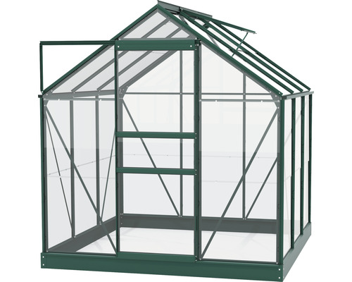 Serre avec porte et fenêtre de toit ouvertes