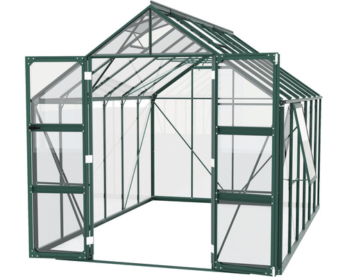 Serre avec porte ouverte pour le jardin