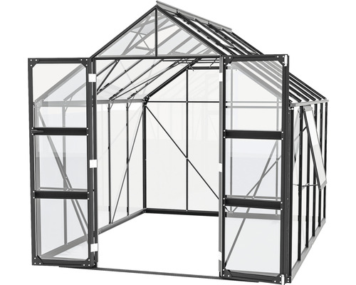 Serre avec portes ouvertes