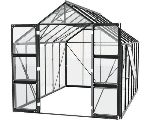 Serre de jardin avec portes ouvertes pour le jardin