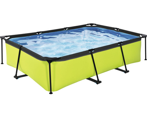 Ensemble de piscine tubulaire hors sol EXIT Lime rectangulaire 220x150x65 cm avec épurateur à cartouche vert