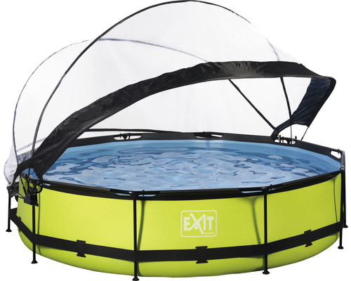 Ensemble de piscine tubulaire hors sol EXIT Lime ronde Ø 360x76 cm avec épurateur à cartouche et bâche vert