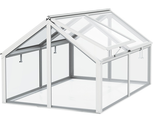 Serre avec cadre en aluminium et panneaux de verre