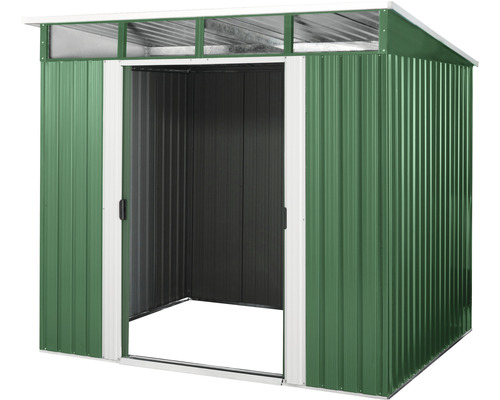 Gartenhaus aus Metall mit Schiebetür