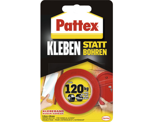 Ruban de montage Pattex ultra-adhésif blanc 19 mm x 1,5 m Ruban de montage Pattex jusqu''à 120 kilogrammes maximum par rouleau