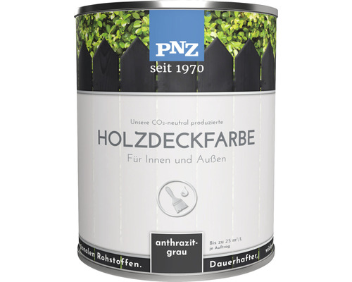 Peinture couvre bois PNZ intérieur et extérieur gris anthracite 2,5 l Peinture pour terrasse en bois gris anthracite de PNZ dans un seau métallique