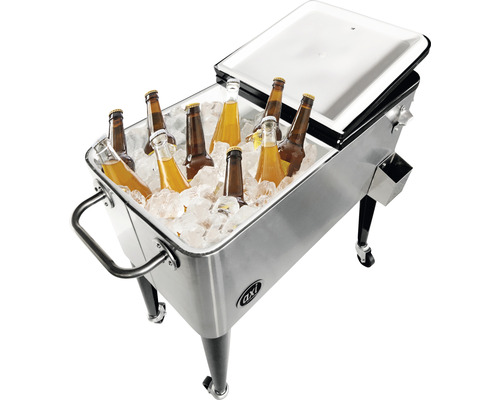 Glacière à boissons avec glace et bouteilles de boisson