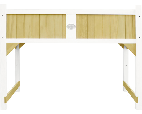 Holz Sandkasten mit Sitzbank und Logo