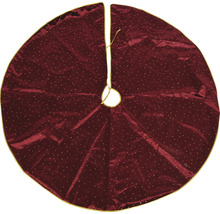 Cache-pied de sapin bordeaux avec des points dorés et une bordure