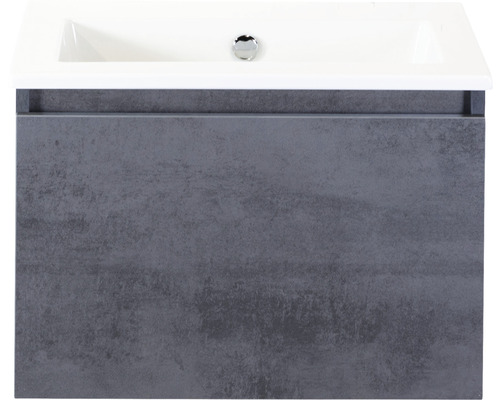 Badmöbel-Set Sanox Frozen BxHxT 61 x 42 x 46 cm Frontfarbe beton anthrazit mit Waschtisch Keramik weiß