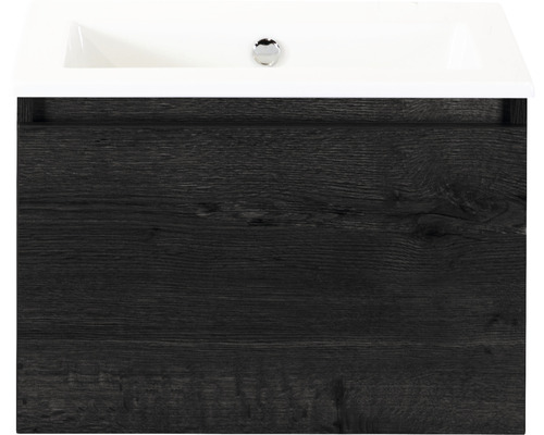 Badmöbel-Set Sanox Frozen BxHxT 61 x 42 x 46 cm Frontfarbe black oak mit Waschtisch Keramik weiß