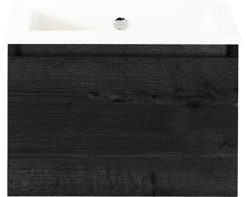 Set de meubles de salle de bains Sanox Frozen lxhxp 61 x 42 x 46 cm couleur de façade black oak avec vasque céramique blanc