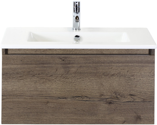 Einzelbadmöbel Sanox Frozen BxHxT 81 x 42 x 46 cm Frontfarbe tabacco mit Waschtisch Keramik weiß 75734539 Einzelbadmöbel Sanox Frozen BxHxT 81 x 42 x 46 cm Frontfarbe tabacco mit Waschtisch Keramik weiß 75734539