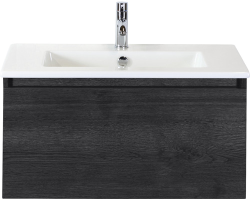 Einzelbadmöbel Sanox Frozen BxHxT 81 x 42 x 46 cm Frontfarbe black oak mit Waschtisch Keramik weiß 75734549 Einzelbadmöbel Sanox Frozen BxHxT 81 x 42 x 46 cm Frontfarbe black oak mit Waschtisch Keramik weiß 75734549