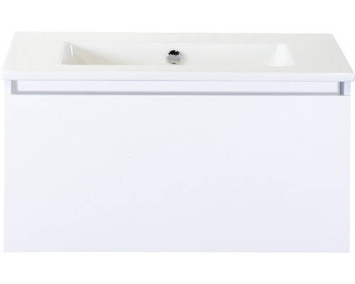 Einzelbadmöbel Sanox Frozen BxHxT 81 x 42 x 46 cm Frontfarbe weiß hochglanz mit Waschtisch Keramik weiß 75734601 Einzelbadmöbel Sanox Frozen BxHxT 81 x 42 x 46 cm Frontfarbe weiß hochglanz mit Waschtisch Keramik weiß 75734601