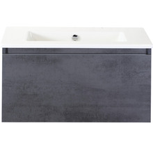Einzelbadmöbel Sanox Frozen BxHxT 81 x 42 x 46 cm Frontfarbe beton anthrazit mit Waschtisch Keramik weiß 75734641