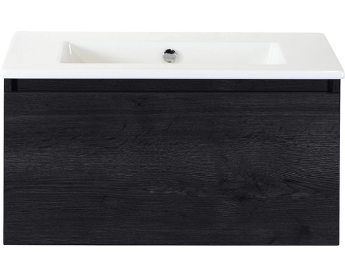 Einzelbadmöbel Sanox Frozen BxHxT 81 x 42 x 46 cm Frontfarbe black oak mit Waschtisch Keramik weiß 75734649 Einzelbadmöbel Sanox Frozen BxHxT 81 x 42 x 46 cm Frontfarbe black oak mit Waschtisch Keramik weiß 75734649
