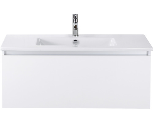 Einzelbadmöbel Sanox Frozen BxHxT 101 x 42 x 46 cm Frontfarbe weiß hochglanz mit Waschtisch Keramik weiß 75734701 Einzelbadmöbel Sanox Frozen BxHxT 101 x 42 x 46 cm Frontfarbe weiß hochglanz mit Waschtisch Keramik weiß 75734701