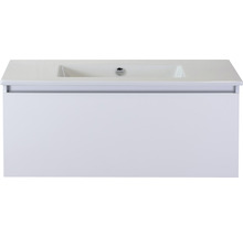 Meuble de salle de bains simple Sanox Frozen lxhxp 101 x 42 x 46 cm couleur de façade blanc haute brillance avec vasque céramique blanc 75734801