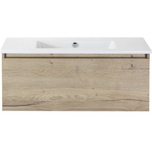 Waschtischunterschrank mit Holzdekor und Waschbecken
