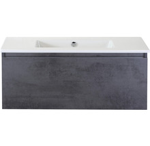 Einzelbadmöbel Sanox Frozen BxHxT 101 x 42 x 46 cm Frontfarbe beton anthrazit mit Waschtisch Keramik weiß 75734841