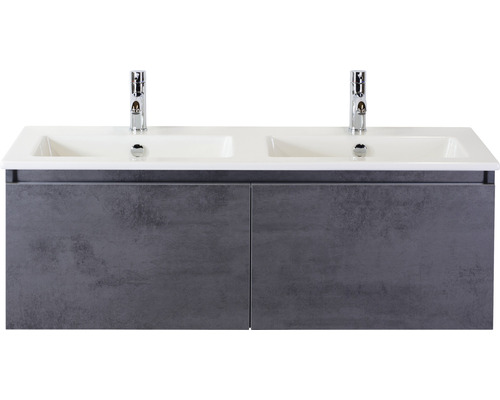 Set de meubles de salle de bains Sanox Frozen lxhxp 121 x 42 x 46 cm couleur de façade béton anthracite avec vasque céramique blanc