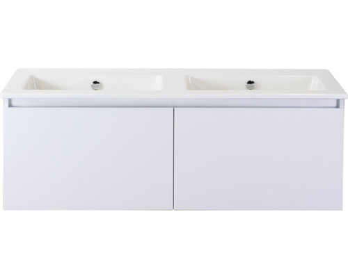 Set de meubles de salle de bains Sanox Frozen lxhxp 121 x 42 x 46 cm couleur de façade blanc haute brillance avec vasque céramique blanc