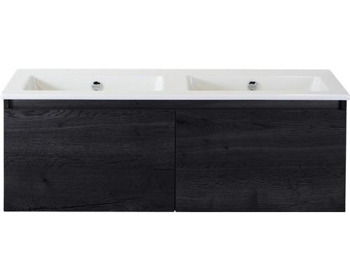 Set de meubles de salle de bains Sanox Frozen lxhxp 121 x 42 x 46 cm couleur de façade black oak avec vasque céramique blanc