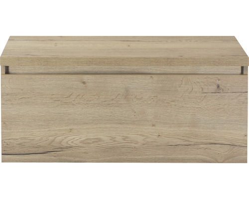 Waschtischunterschrank Sanox Frozen Frontfarbe eiche natur BxHxT 100,2 x 43,6 x 45 cm Detailansicht eines Waschtischunterschranks mit Holzoptik