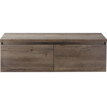 Waschtischunterschrank mit zwei Türen und Holzstruktur