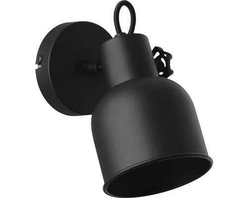 Applique murale noire avec tête de lampe réglable.