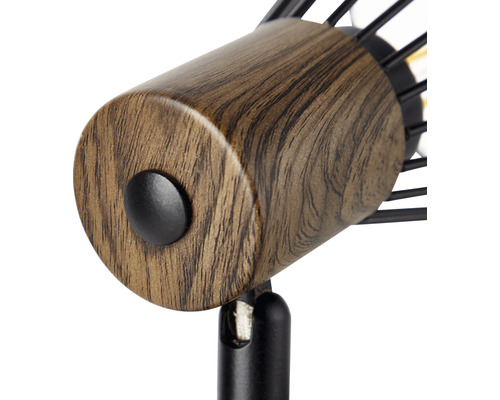 Detailaufnahme einer Lampe mit Holzoptik