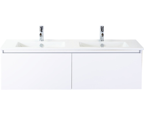 Set de meubles de salle de bains Sanox Frozen lxhxp 141 x 42 x 46 cm couleur de façade blanc haute brillance avec vasque céramique blanc